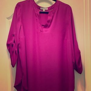 Plum/fuschia business casual blouse Sz 1X